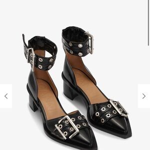 NWT GANNI Black Buckle Strap Pumps Heels sz 39